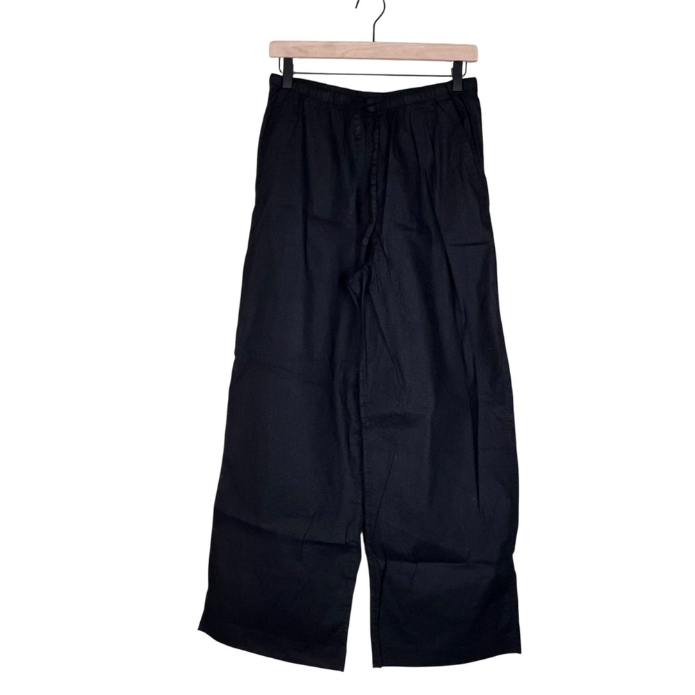 Athleta Black Wide Leg Drawstring Elastic Waist Pants XS Womens Pockets Relaxed